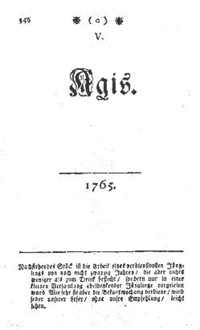 Portada “Agis”, 1765