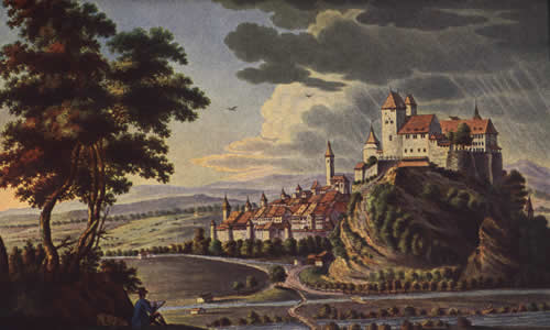 El castillo de Burgdorf alrededor de 1760